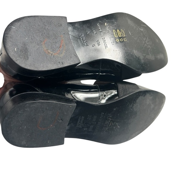 Ukies Womens Black Patent Leather Loafers With Elastic Strap Size 5M - Picture 10 of 10